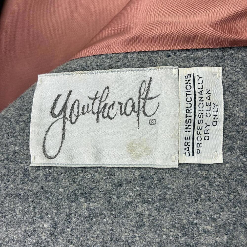 Rare Vintage Youthcraft Gray Wool Long Button Front Coat with Belt, Medium - Picture 4 of 9